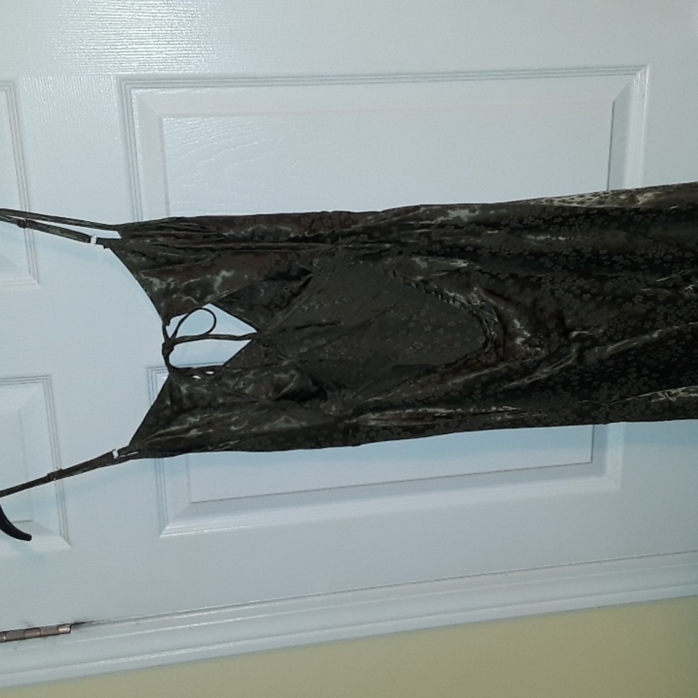 AUGUSTE the Label Cyd Midi Slip Dress floral Khaki Olive XXL tie back BNWT Satin - Picture 13 of 16